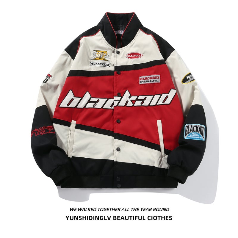 Men'S And Women'S American-Style Retro Racing Baseball Suit Ins Tide Brand Fried Arcade Car Suit Couple'S Jacket Top Coat - Image 1