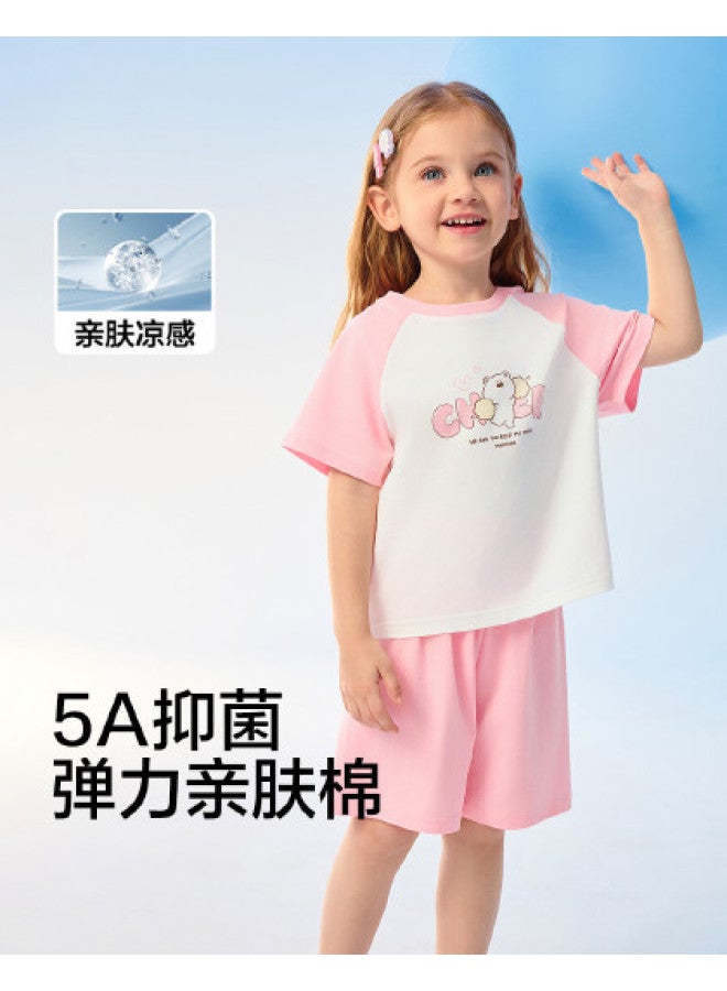 Balabala 5a Antibacterial Cooling Kids Pajama Set - Boys & Girls Summer Homewear, New Air-conditioning Outfit Thin Short Sleeve Set - Image 1