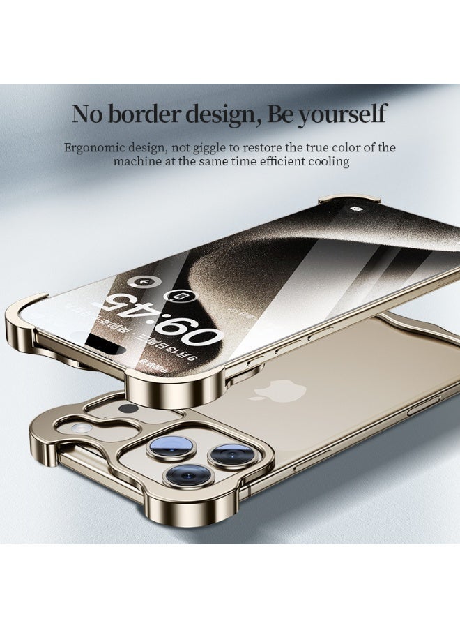 جراب هاتف من سلسلة آيفون 16، ذو شكل غير منتظم، مقاوم لبصمات الأصابع، مزود بوسادات معدنية في الزوايا، مقاوم للصدمات، تصميم بدون إطار، ملمس ناعم. - Image 2