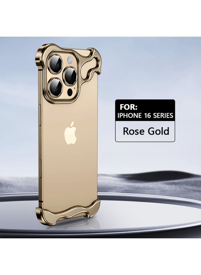 جراب هاتف من سلسلة آيفون 16، ذو شكل غير منتظم، مقاوم لبصمات الأصابع، مزود بوسادات معدنية في الزوايا، مقاوم للصدمات، تصميم بدون إطار، ملمس ناعم. - Image 1