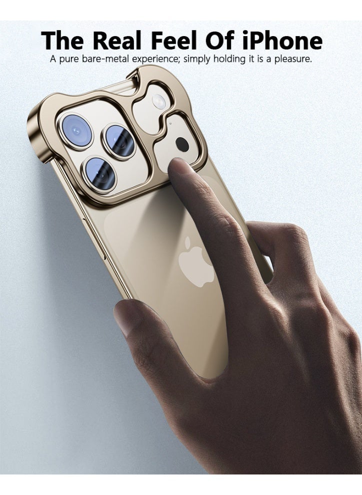 جراب هاتف من سلسلة آيفون 16، ذو شكل غير منتظم، مقاوم لبصمات الأصابع، مزود بوسادات معدنية في الزوايا، مقاوم للصدمات، تصميم بدون إطار، ملمس ناعم. - Image 4