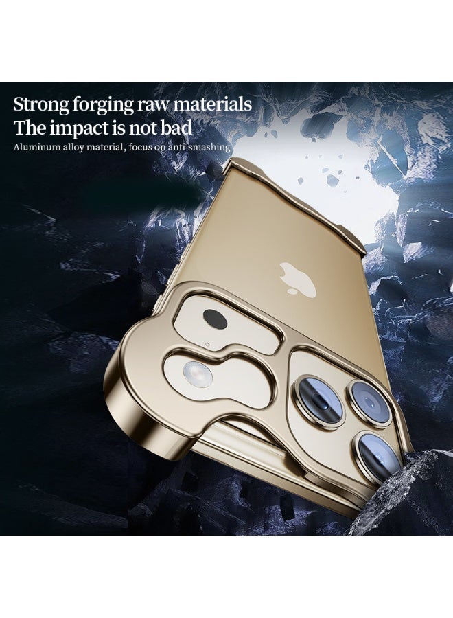 جراب هاتف من سلسلة آيفون 16، ذو شكل غير منتظم، مقاوم لبصمات الأصابع، مزود بوسادات معدنية في الزوايا، مقاوم للصدمات، تصميم بدون إطار، ملمس ناعم. - Image 3