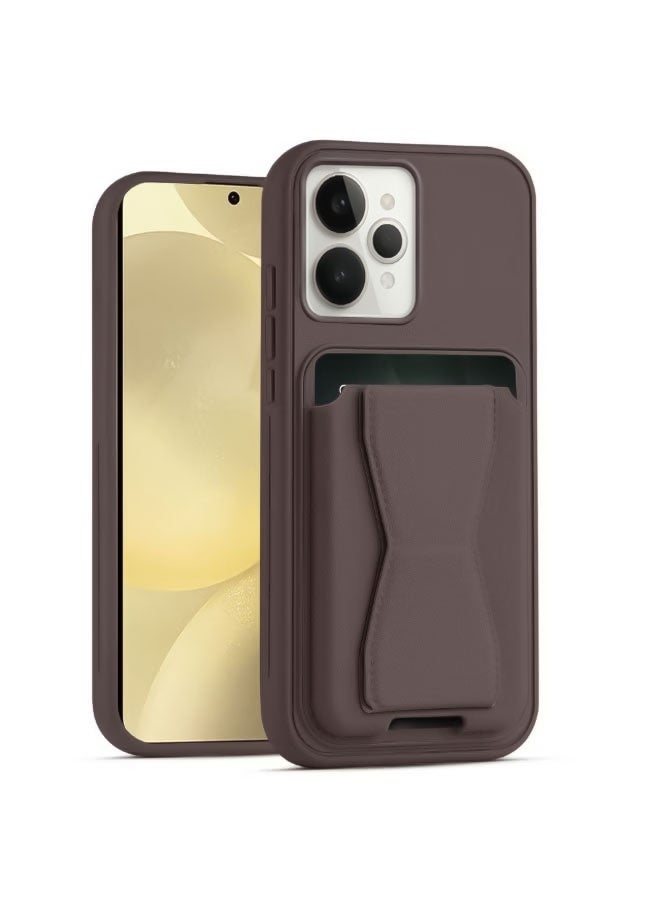Leather back cover with card wallet Foldable Shockpoof Case compatible with Realme 15 Pro /Realme 15 (Brown) - Image 2