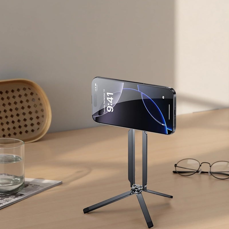 Aluminum Alloy Phone Tripod, Portable, Foldable, Includes Strong Attachment Force Ring, Compatible with iPhone - Image 4