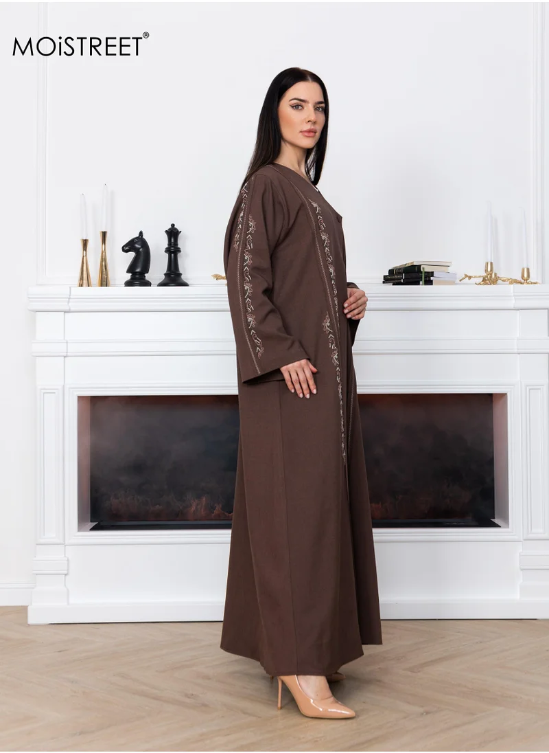 Moistreet Melange Embroidery Abaya