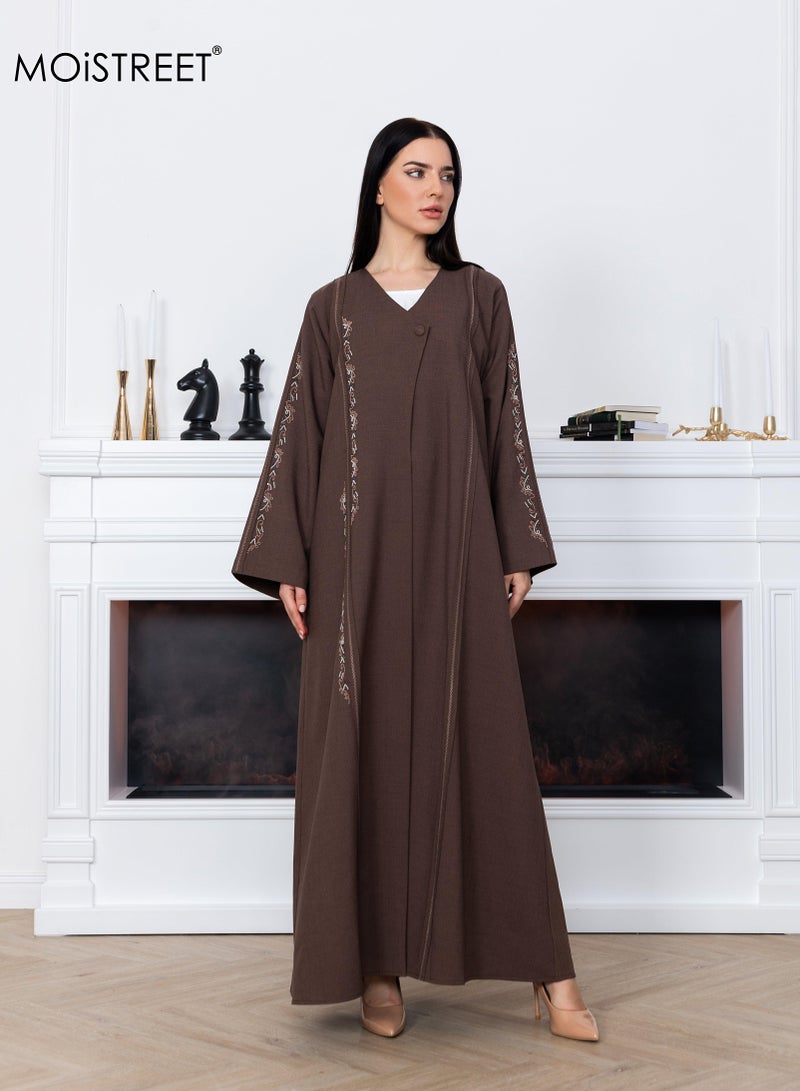 مويستريت مويستريت عباية مطرزة ميلانج  - Image 1