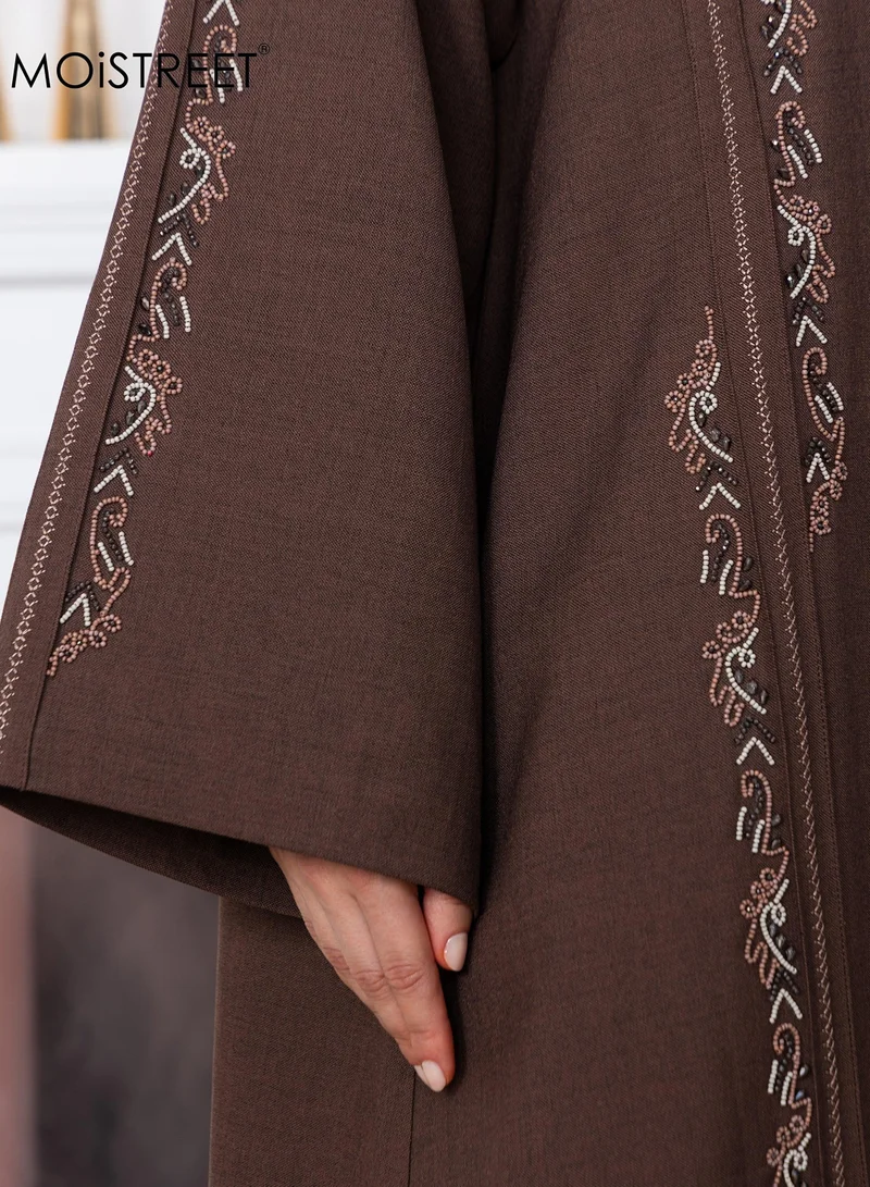 Moistreet Melange Embroidery Abaya