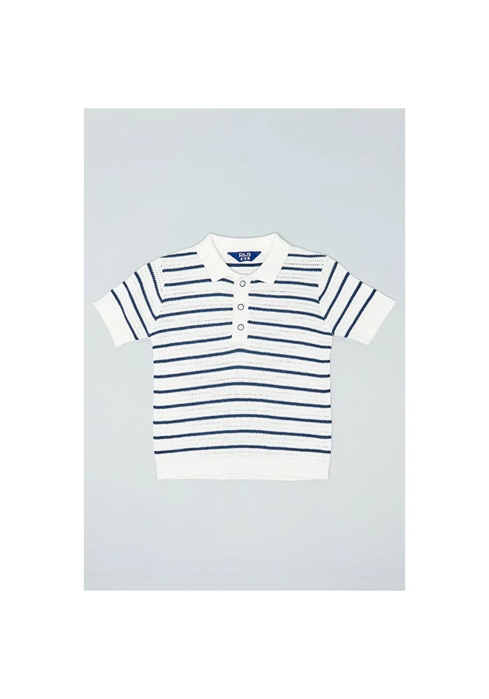 أر أند بي Striped Polo T-Shirt with Short Sleeves