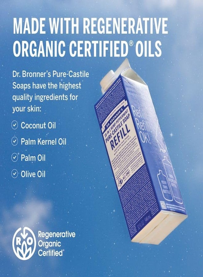 Dr. Bronner's زجاجة صابون سائل ماجيك النقي من د. برونر وعلبة إعادة تعبئة - مصنوعة من زيوت عضوية معتمدة متجددة - 18 في 1 للاستخدامات للوجه، غسول الجسم، إعادة تعبئة صابون اليد - نعناع، 32 أونصة - Image 2