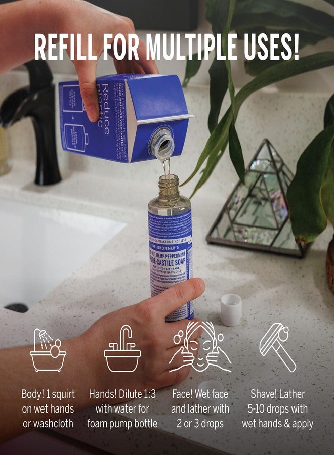 Dr. Bronner's زجاجة صابون سائل ماجيك النقي من د. برونر وعلبة إعادة تعبئة - مصنوعة من زيوت عضوية معتمدة متجددة - 18 في 1 للاستخدامات للوجه، غسول الجسم، إعادة تعبئة صابون اليد - نعناع، 32 أونصة - Image 5