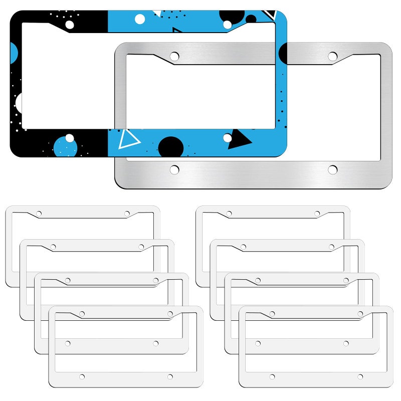 OKBA 10 pcs Sublimation License Plate Frame Blanks,White Metal Aluminum Tag, DIY Custom Picture Design for tag Frame (12.2x6.3x0.04in) - Image 1