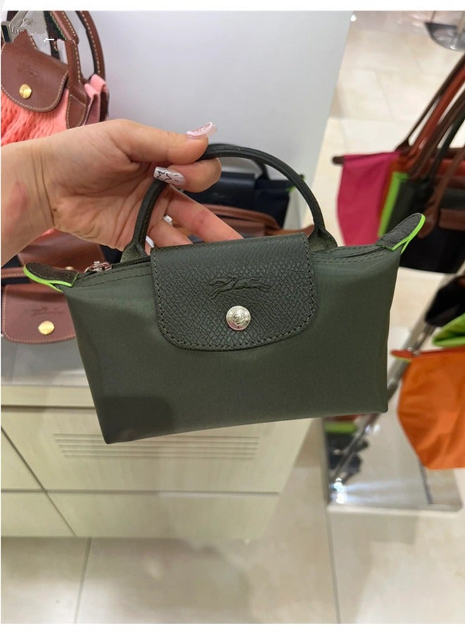 Longchamp Women's Classic Fashion Versatile Mini Makeup Bag Handbag Shoulder Bag Handheld Small Bag Forest Green  - Image 5