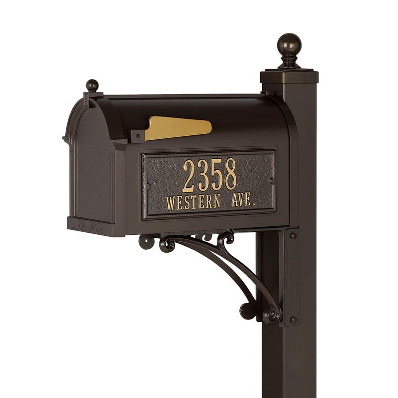 Whitehall Products Deluxe Mailbox Package Aluminum French Bronze  Includes Side plaques Order Form Will be with delivery