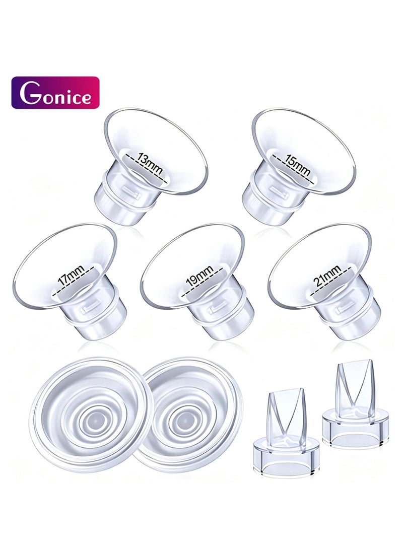 Gonice 9 Pack Breast Milk Pump Inserts 13/15/17/19/21mm Compatible with Momcozy Wearable Breast Pump, for TSRETE/Spectra/Medela 24mm Shields, Include Silicone Diaphragm&Duckbill Valve - Image 1