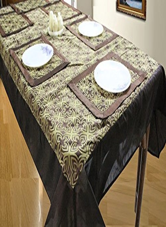 Dekor World Floral Flock Rectangle Table Cover & Place Mats-Set of 7 Pcs 150X225 Cm / 60X90 Inches for 6 Seater Dining Table - Image 1