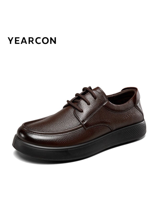 YEARCON Eierkang Men's Sheepskin Lace-up Business Casual Soft Sole Soft Surface Dad Shoes 59748w Brown Size 39 - Image 2
