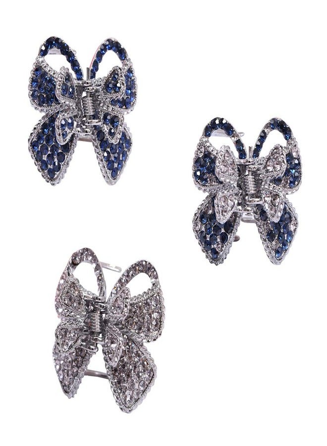 Ruihfas 3Pcs Retro Crystal Rhinestone Butterfly Bangs Clip Bow Hair Claw Gripper for Girls Women 0.78×1.38 inch - Image 1