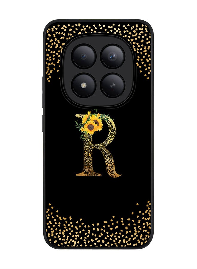 Stylizedd For Xiaomi Redmi Note 15 Pro+ / Poco M8 Pro Case,Slim fit Camera Protection, Shockproof Thin Phone cover  - Custom Floral Monogram - R ( Black ) - Image 1