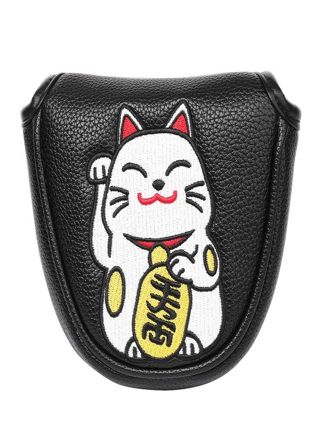 SHABIER Black Golf Mallet Putter Headcover with Maneki-Neko Lucky Cat Design for Mallet Headcover - Image 1
