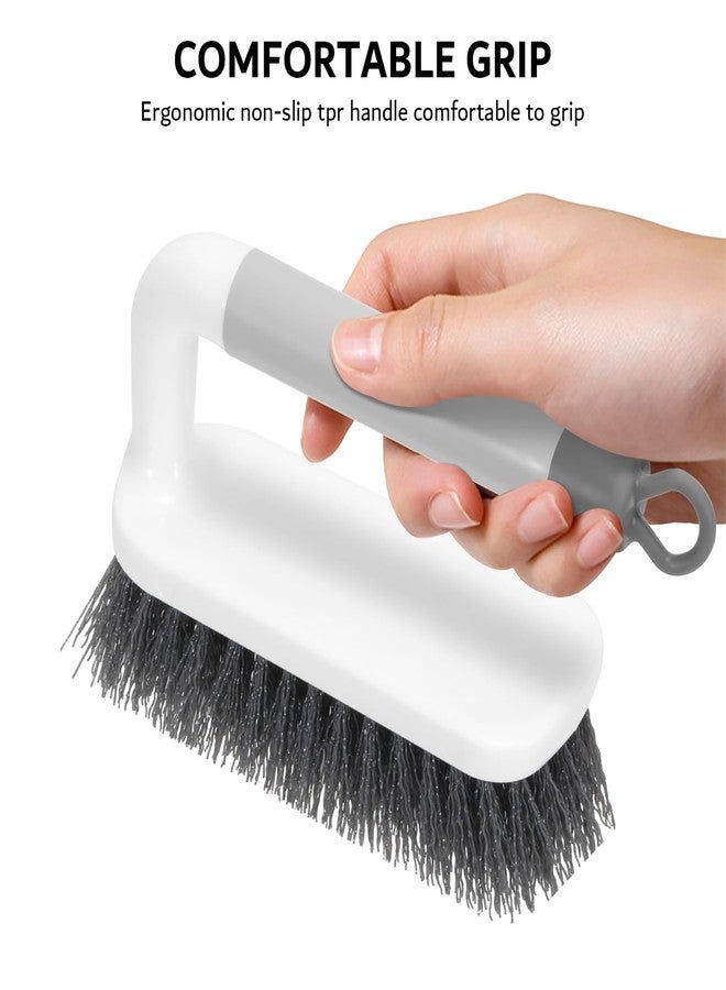 SetSail Scrub Brush, Small Cleaning Brushes with Handle, Comfort Grip Shower Scrubber for Cleaning Bathroom, Tub, Kitchen, Sink, Floor, Carpet, 2 Pack (Grey) - Image 3