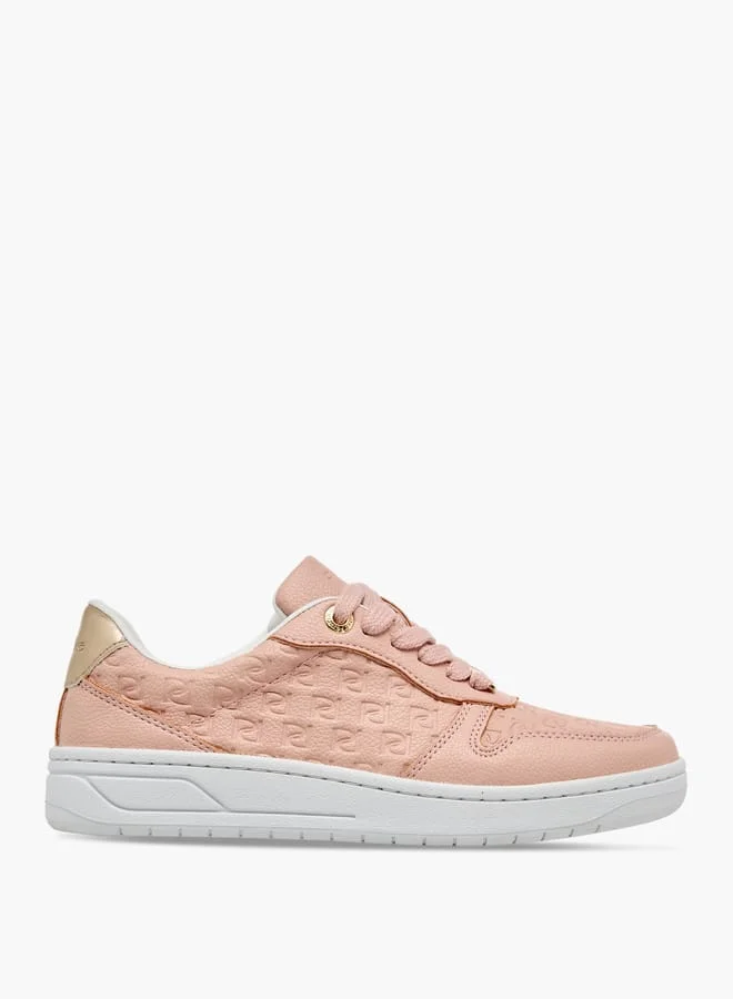 Paprika Women's Monogram Embossed Sneakers With Lace-Up Closure