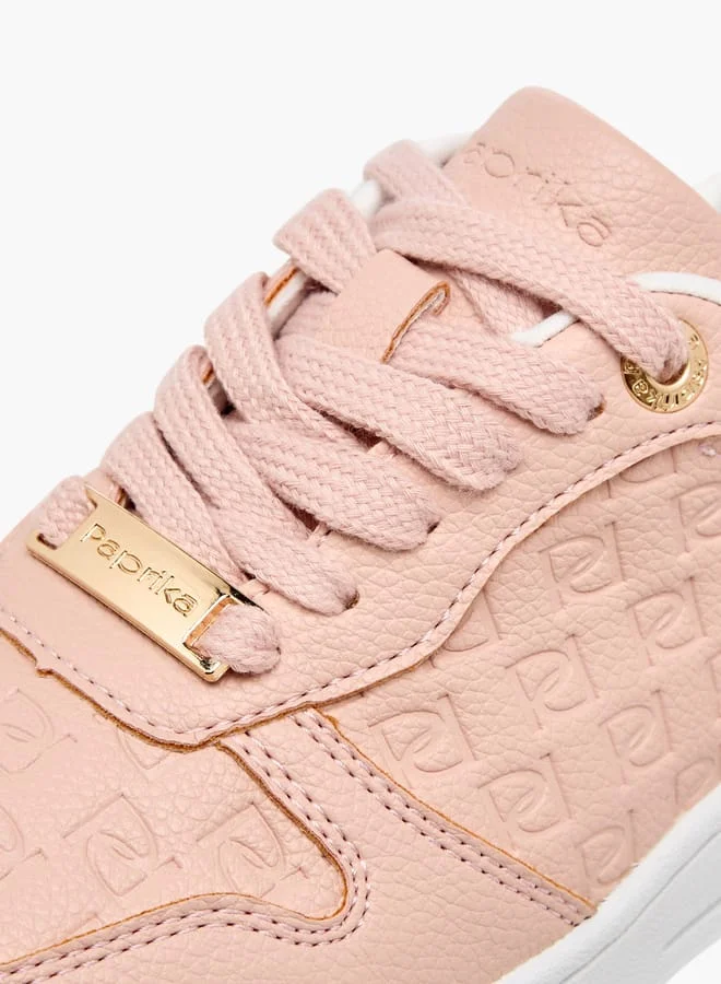 Paprika Women's Monogram Embossed Sneakers With Lace-Up Closure
