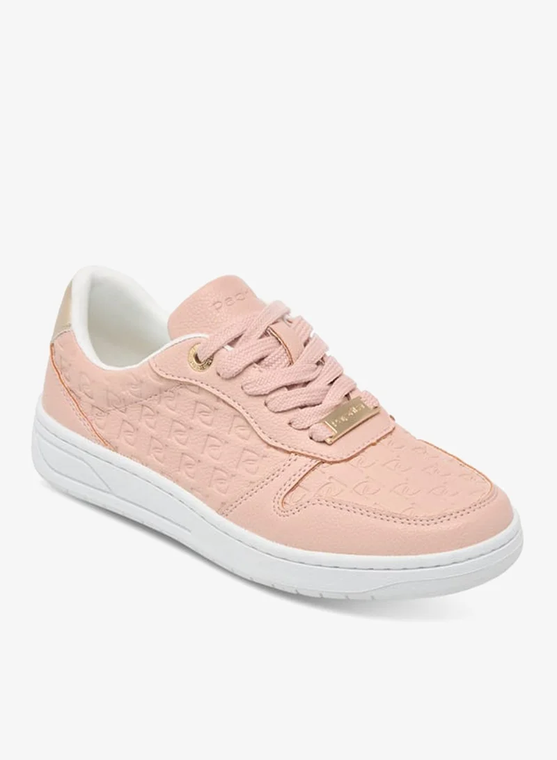 Paprika Women's Monogram Embossed Sneakers With Lace-Up Closure