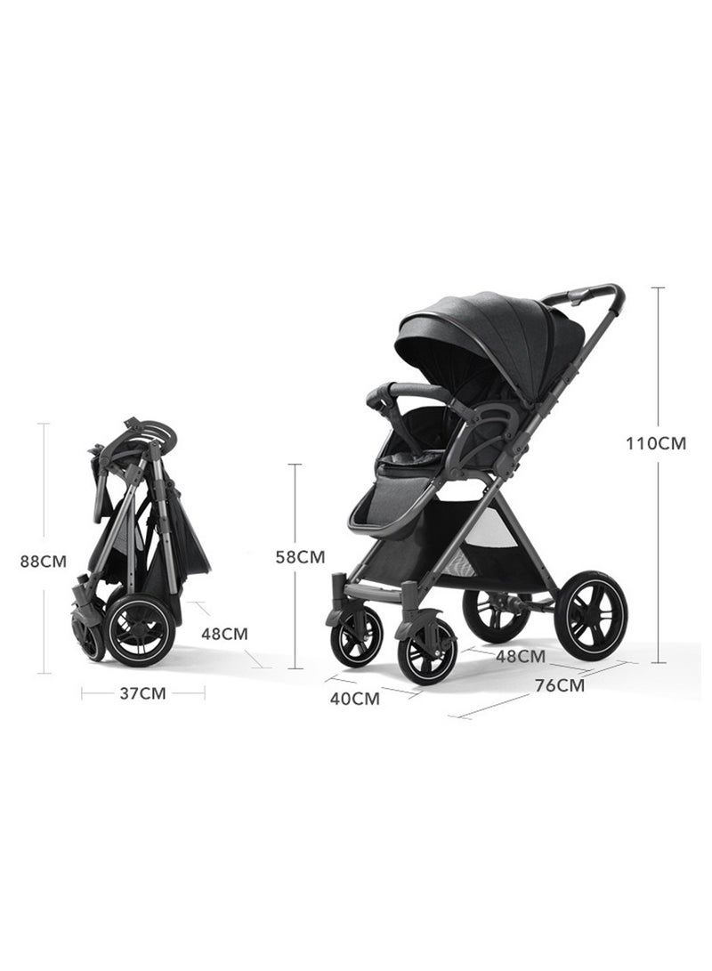 Baby Stroller  lightweight  Adjustable Handlebar, Multi-Position Recline Large Storage Basket and UV-Protective Canopy - Image 2