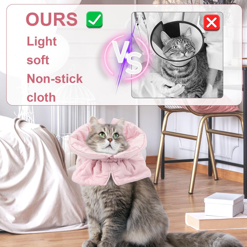 XIHIRCD Cat Cone Collar, Soft Adjustable Kitten Recovery Collar for After Surgery Lightweight Puppy Pet Elizabethan Cones to Stop Licking Wound Protective Dog Neck Cover (Pink) - Image 5