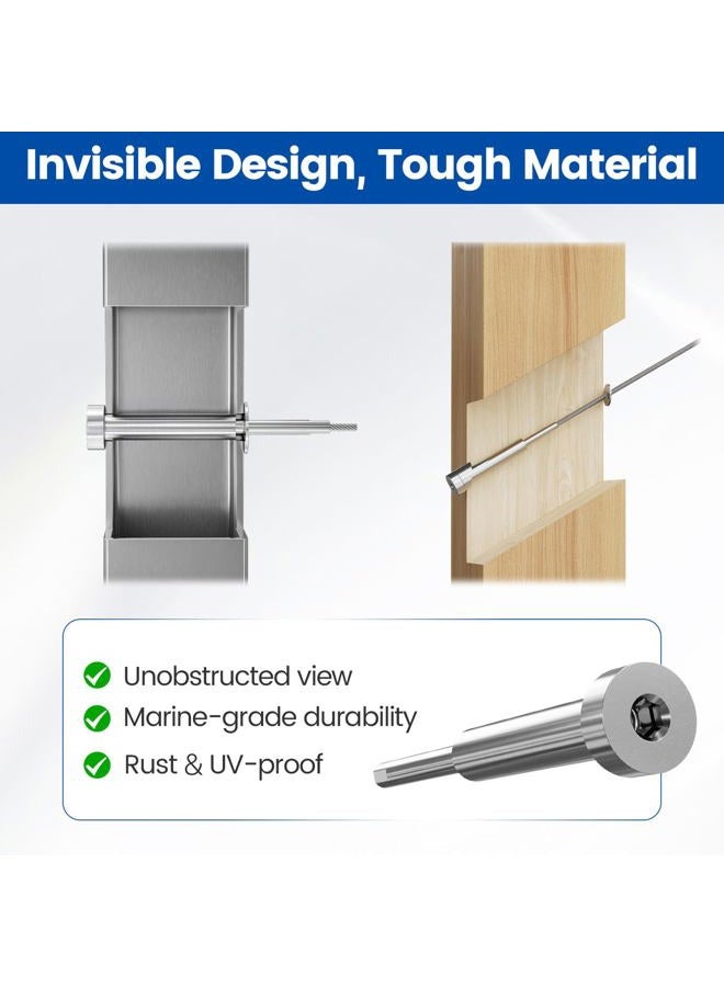 Muzata Cable Railing kit completely Invisible 1/8" 20 Pairs upgraded patent Turnbuckle Swage Threaded Stud Fitting Receiver Terminal hidden for 3”-6” Wood & Metal Post CR26, CA3 CV1 - Image 4