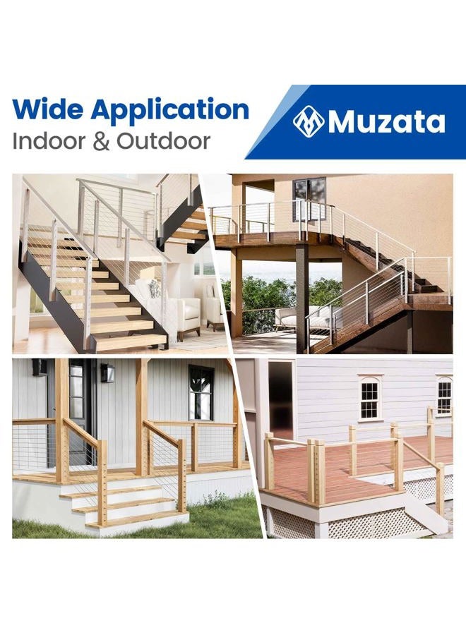 Muzata Cable Railing kit completely Invisible 1/8" 20 Pairs upgraded patent Turnbuckle Swage Threaded Stud Fitting Receiver Terminal hidden for 3”-6” Wood & Metal Post CR26, CA3 CV1 - Image 5