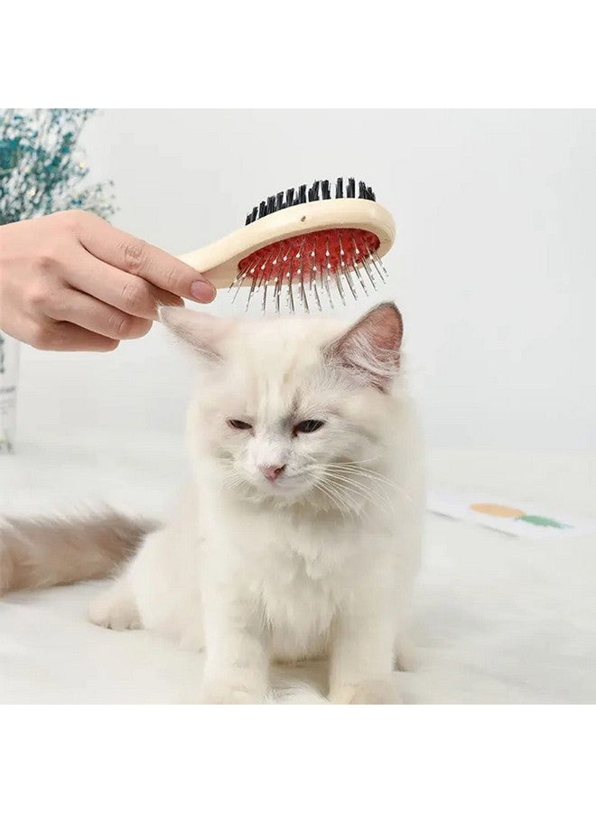 إيميلي بيتس مجموعة العناية بالكلاب - فرشاة بلاستيكية ناعمة للكلاب مع مفتاح ضغط للجراء والكلاب وفرشاة تنظيف الحيوانات الأليفة ذات الشعيرات ذات الوجهين للكلاب والجراء والقطط والأرانب (عبوة من قطعتين، متعدد الألوان) - Image 2