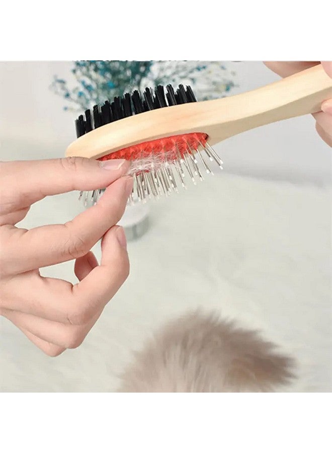 إيميلي بيتس مجموعة العناية بالكلاب - فرشاة بلاستيكية ناعمة للكلاب مع مفتاح ضغط للجراء والكلاب وفرشاة تنظيف الحيوانات الأليفة ذات الشعيرات ذات الوجهين للكلاب والجراء والقطط والأرانب (عبوة من قطعتين، متعدد الألوان) - Image 3