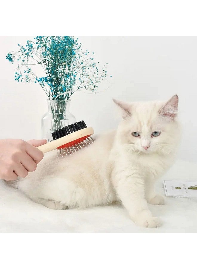 إيميلي بيتس مجموعة العناية بالكلاب - فرشاة بلاستيكية ناعمة للكلاب مع مفتاح ضغط للجراء والكلاب وفرشاة تنظيف الحيوانات الأليفة ذات الشعيرات ذات الوجهين للكلاب والجراء والقطط والأرانب (عبوة من قطعتين، متعدد الألوان) - Image 5