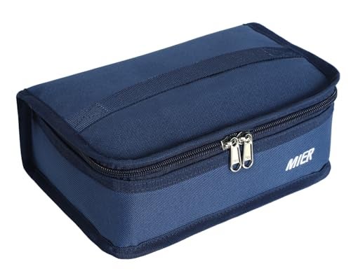 MIER Small Lunch Bag for Kids Adults Compact Insulated Lunch Box Portable Thermal Mini Cooler for Work School Travel Navy Blue