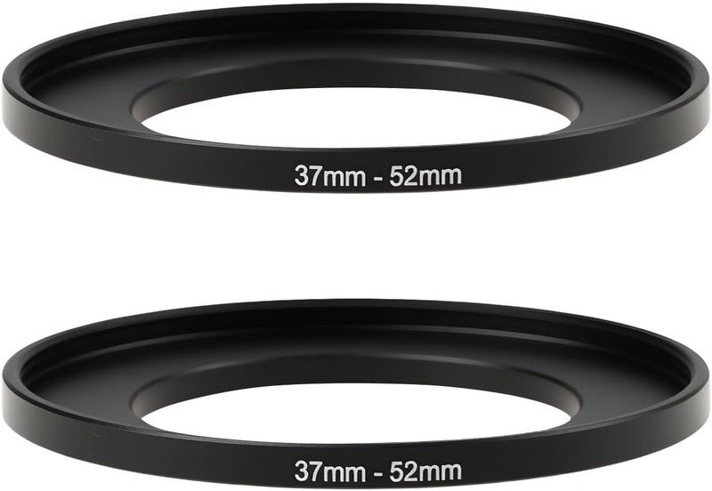 Briny River 2pcs Step Up Camera Filter Adapter Ring Aluminum Alloy 37mm to 52mm Thread 0.75mm Compatible with Filter Adapter Lens Hood Lens Cap - Image 1
