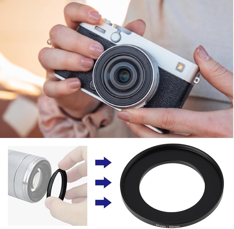 Briny River 2pcs Step Up Camera Filter Adapter Ring Aluminum Alloy 37mm to 52mm Thread 0.75mm Compatible with Filter Adapter Lens Hood Lens Cap - Image 2