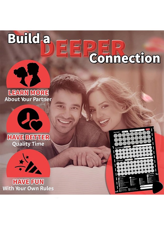 DAREU Scratch Off Poster for Couples with 104 Date Night Tasks, Romantic Game with Conversation Starters, Challenges and Fun Ideas, Couples Activity Gift for Relationship Bonding  - Image 3