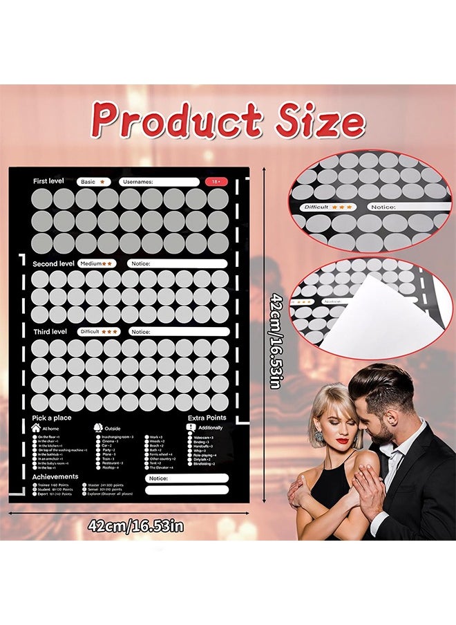 DAREU Scratch Off Poster for Couples with 104 Date Night Tasks, Romantic Game with Conversation Starters, Challenges and Fun Ideas, Couples Activity Gift for Relationship Bonding  - Image 2