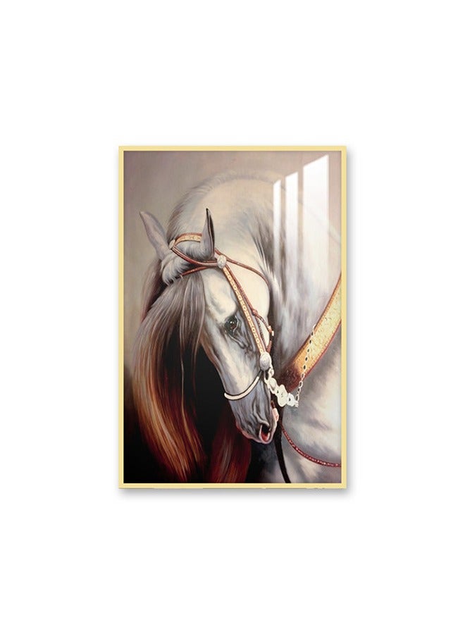 Marktna Decorative Wall Art Painting 120X80Cm With A Horse Design Silver Frame And A Transparent Acrylic Layer 0.5Kg - Image 2