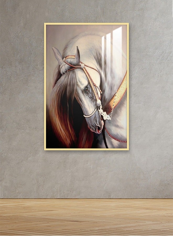 Marktna Decorative Wall Art Painting 120X80Cm With A Horse Design Silver Frame And A Transparent Acrylic Layer 0.5Kg - Image 1