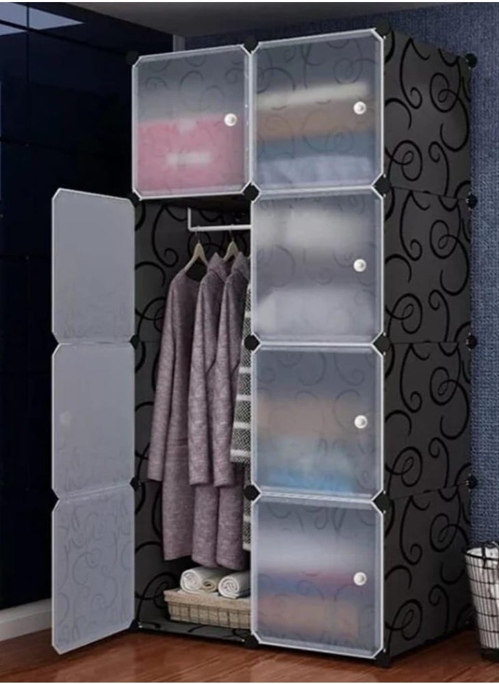 Generic Storage Organizer Cabinet 
Closet Storage Shelves Plastic Storage cabinets cubes Shelving for Bedroom, Living Room, Office Portable Closet Clothes Storage. (8 cube black)  - Image 1