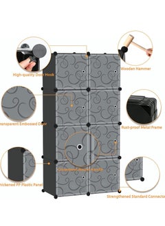 Generic Storage Organizer Cabinet 
Closet Storage Shelves Plastic Storage cabinets cubes Shelving for Bedroom, Living Room, Office Portable Closet Clothes Storage. (8 cube black)  - Image 2