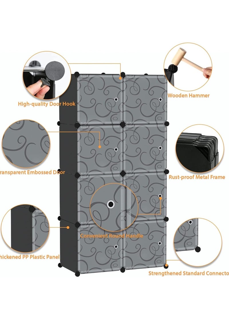 Generic Storage Organizer Cabinet 
Closet Storage Shelves Plastic Storage cabinets cubes Shelving for Bedroom, Living Room, Office Portable Closet Clothes Storage. (8 cube black)  - Image 2
