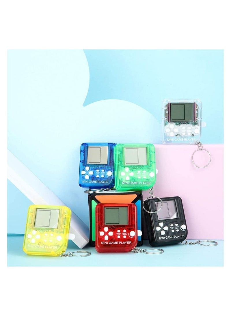 Y&D Mini Brick Game Toy Keychain Classical Portable Console With Hanging Chain Birthday Party Favor, 6 Pieces ( Black, Red, Blue, Green, Yellow, Transparent )  - Image 5