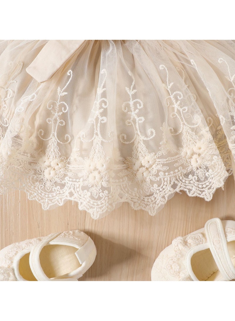Newborn Baby Girl Lace Romper Set – Floral Sleeveless Bodysuit + Headband, Baby Gift Set, Newborn Baby Clothes – White, 60cm (0-3M) - Image 5