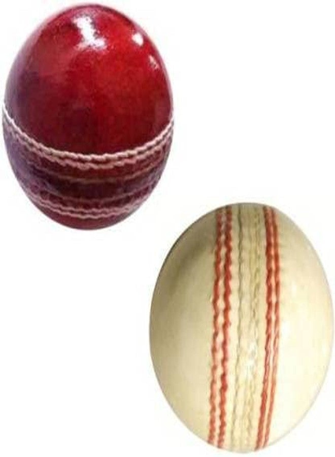 Labh Traders Cricket Leather Ball red,White in 2 Panel (Pack of 2) - Image 1