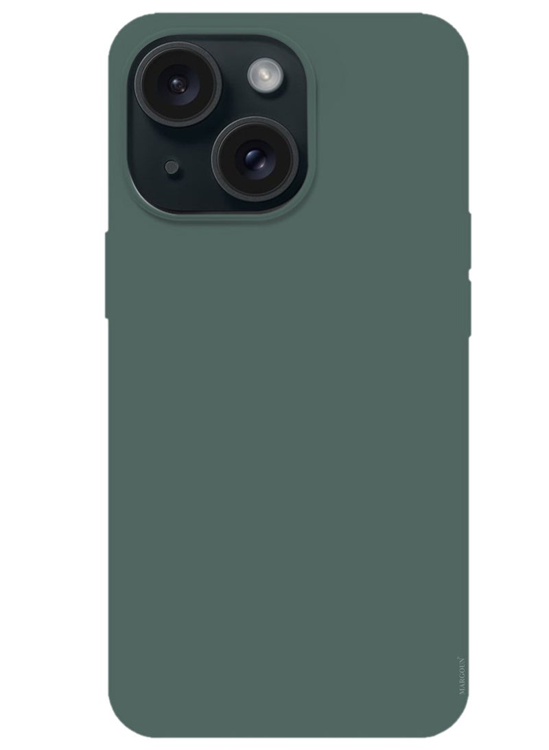 CATANES Silicone Case Cover for Apple iPhone 15 Plus, Slim Protective Cover with Microfiber Lining, Drop Protection - Forest Green - Image 4