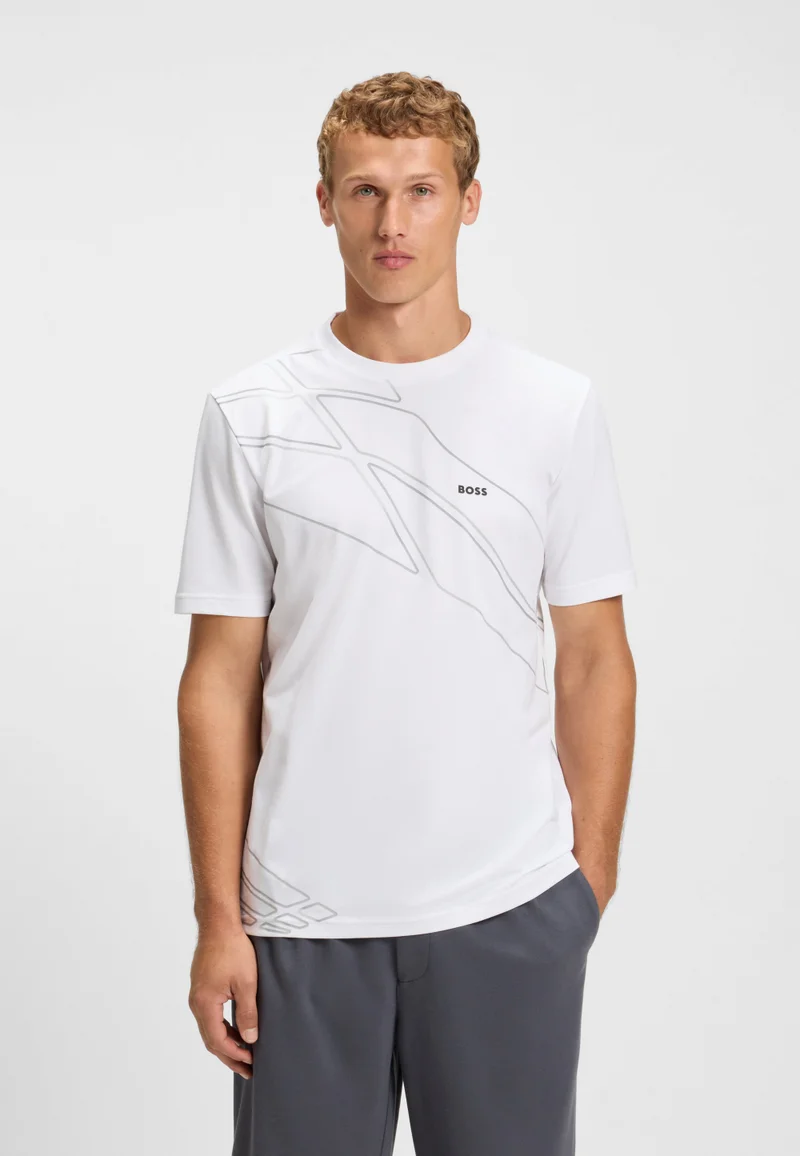 بوس تيشيرت رياضي بمسامات تهوية مطاطية