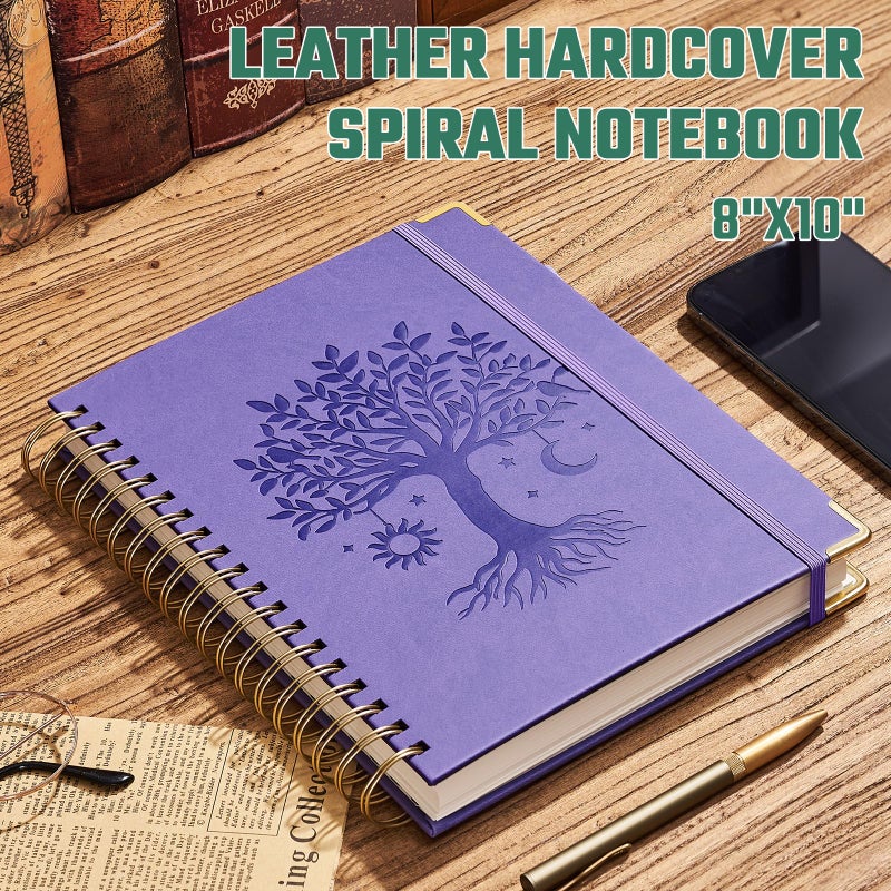 Ovesmusl Hardcover Spiral Notebook 8" x 10" with 5 Removable Dividers 300 Pages Leather 5 Subject Notebook College Ruled 100GSM Large Spiral Notebooks for Work Thick Lined Journal for Women, Purple - Image 5